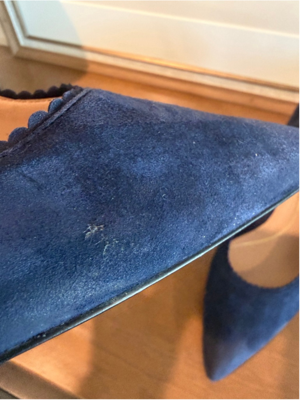 Cole Haan Blue Crushed Velvet Scalloped Pointed Toe Heels Size 10 EUC - Picture 5 of 7